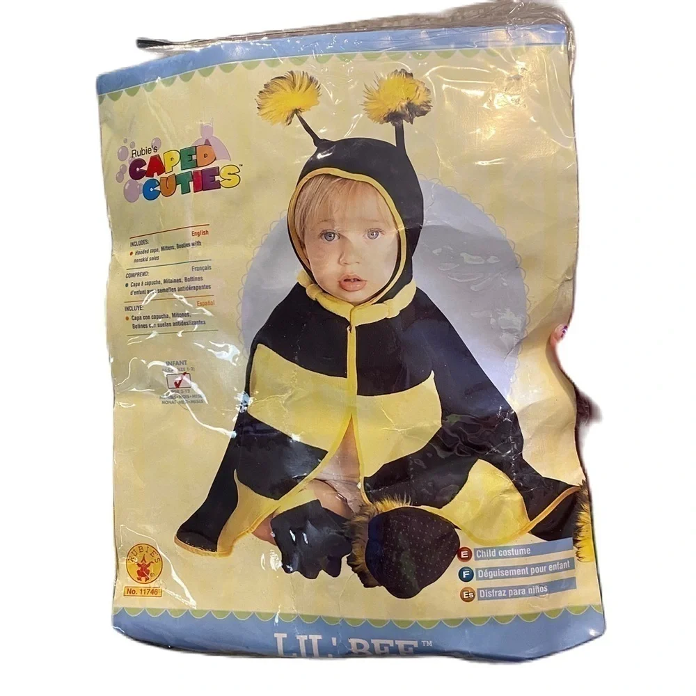 Caped Cuties Bumblebee Cape Costume Sz 1-2 Baby Black Yellow Halloween